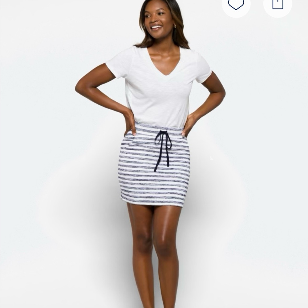 Market & Spruce Navy and White Striped Mini Skirt - Picture 1 of 5
